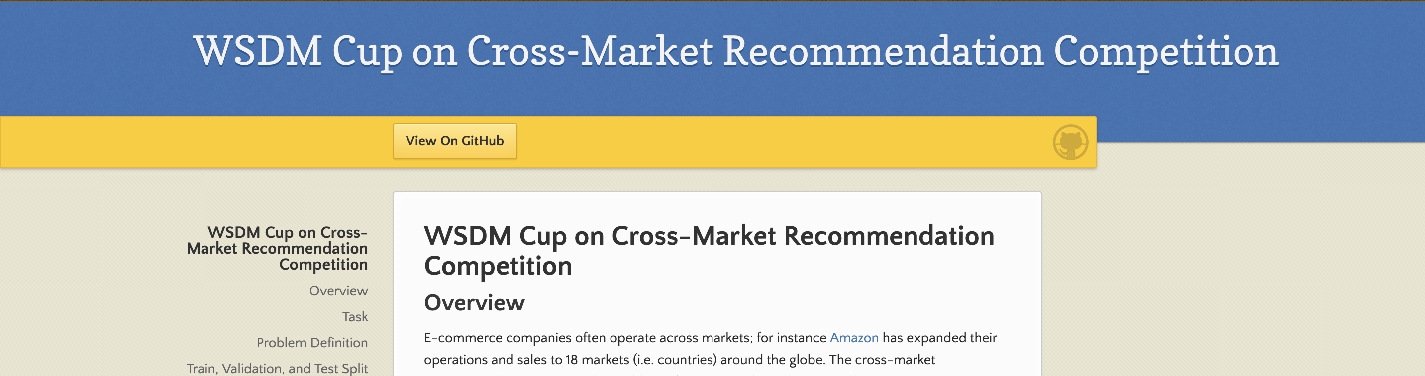 WSDM Cup on “Cross-Market Item Recommendation”